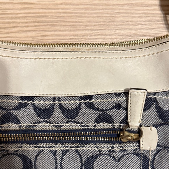 Coach Navy Signature Canvas Crossbody with Cream Trim - Picture 5 of 9